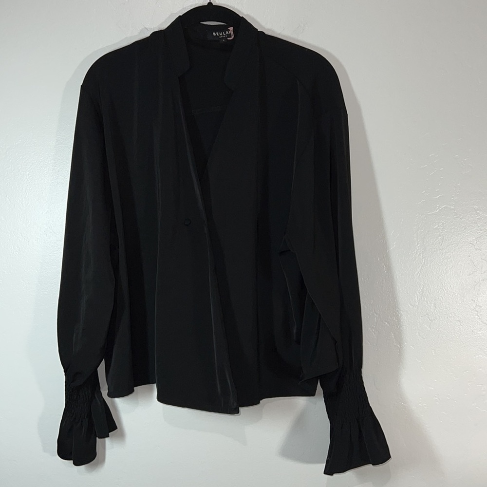 Beulah Black Duster Blouse Size L